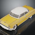 Vintage Yellow And White Classic Car With Retro Design And Chrome Accents