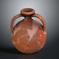 Terracotta Clay Pottery Sculpture Carving With Two Handles And Spiral Patterns