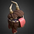 Fantasy Creature Character 3D Model With Brown Body Curved Horns Red Tongue And Sharp Teeth