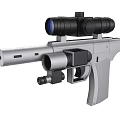 Modern Tactical Pistol With Telescopic Sight Suppressor And Metal Finish 3d model