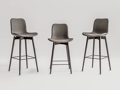 Three Gray Modern Design Bar Stools With Metal Frame And Comfortable Seat 3d model