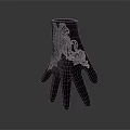 Artistic Black Hand Sculpture With Intricate White Lace Carving Design Details