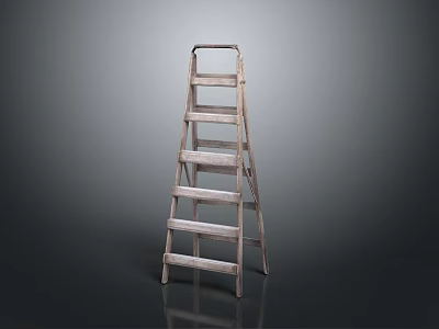Sturdy Wooden Step Ladder Ideal For Home Use With Multiple Steps 3d model