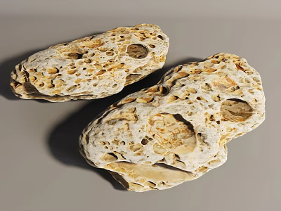 Natural Garden Rockery Stones With Hollow Pores And Beige Textured Surface Design 3d model
