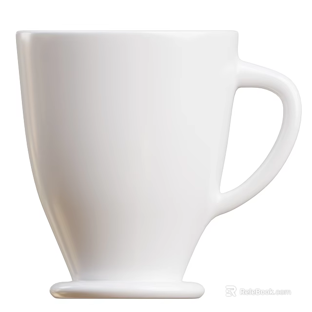 White Ceramic Cup With Simple Design And Comfortable Handle For Daily Use 3d model