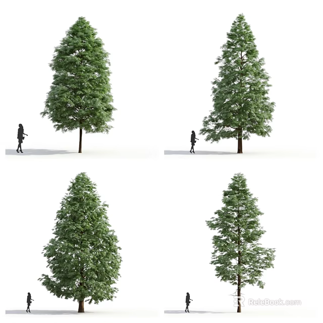 Tall Green Arbor With Lush Foliage And Person Walking Near Outdoor Scene 3d model 