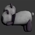 Cute 3D Panda Plush Toys With Black Ears And White Bodies On White Surface