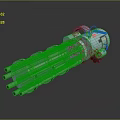 Multi Barrel Rotating Weapon with Metallic Structure and Mechanical Components 3d model