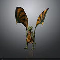 Fantasy Green And Orange Dragon With Spread Wings Detailed Scales Mythical Creature