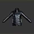 Shiny Dark Colored Puffer Jacket With Modern Design And Reflective Surface 3d model