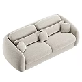 Modern Beige Two Seater Sofa With Comfortable Armrests And Soft Cushions 3d model
