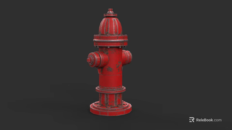 Red Road Facility Fire Hydrant With Urban Outdoor Design And Metal Structure 3d model 