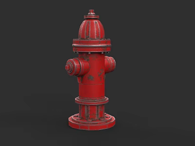 Red Road Facility Fire Hydrant With Urban Outdoor Design And Metal Structure 3d model