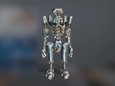Silver Robot Character With Mechanical Body And Detailed Metallic Structure 3d model