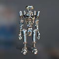Silver Robot Character With Mechanical Body And Detailed Metallic Structure 3d model