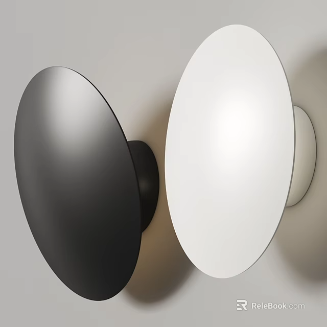 Modern Black And White Circular Wall Mounted Lightboxes For Interior Decoration Design 3d model