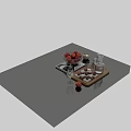 Decorative Ornament Set With Wooden Tray Glass Cups Chocolate Truffles And Fresh Apples