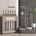 Poliform Modern Umbrella Stand With Umbrellas And Decorative Plant