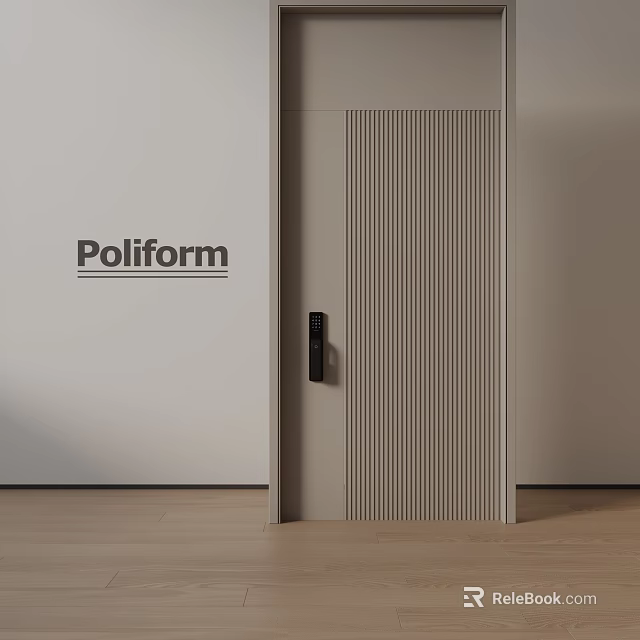 Poliform Modern Hinged Door With Vertical Slats In Neutral Interior Design 3d model 