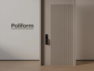 Poliform Modern Hinged Door With Vertical Slats In Neutral Interior Design 3d model