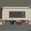 Simple Living Room Balcony Cabinet Sofa Combination Coffee Table Sofa Background Wall 3d model