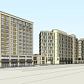 Modern Commercial Complex With Multi Story Buildings Green Roofs And Retail Spaces