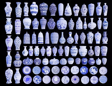 Blue and white porcelain vase ceramic vase utensils ornaments plate porcelain antique ornaments pottery jar 3d model