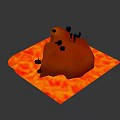 Mystical Lava Cave Environment Featuring Central Rock Platform Spikes And Glowing Magma