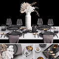 Elegant Tableware Set with Black Plates Gold Cutlery Wine Glasses And Linen Napkins