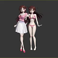 Two Anime Style Game Movie Characters With Long Red Hair And Pink Outfits
