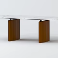 Modern Dining Table With Sleek Marble Top And Wooden Legs Design 3d model