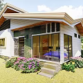 Modern Rural Self Built House With Terrace Large Windows And Green Trees