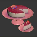 Delicious Pink Cake Topped With Fresh Berries And Sliced Piece On Pink Plate