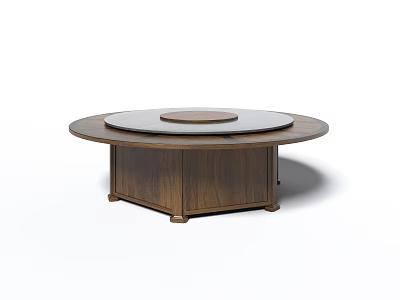 Round Wooden Dining Table With White Double Layer Top And Stable Base 3d model