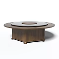 Round Wooden Dining Table With White Double Layer Top And Stable Base 3d model