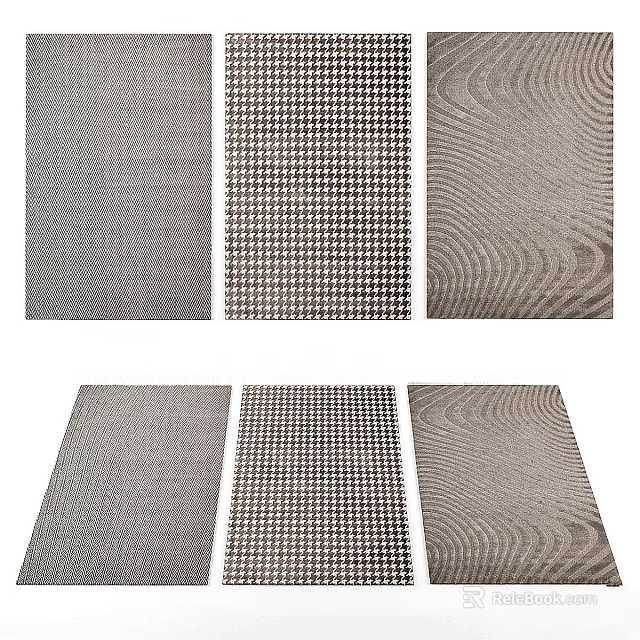 Square Rugs With Various Patterns Textured Designs For Modern Home Decor 3d model 