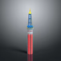 Decorative Tower Structure With Red Stripes White Columns Blue Top And Golden Spire