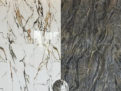 Natural Marble Tiles With White And Dark Gray Veined Patterns For Interior Decor 3d model