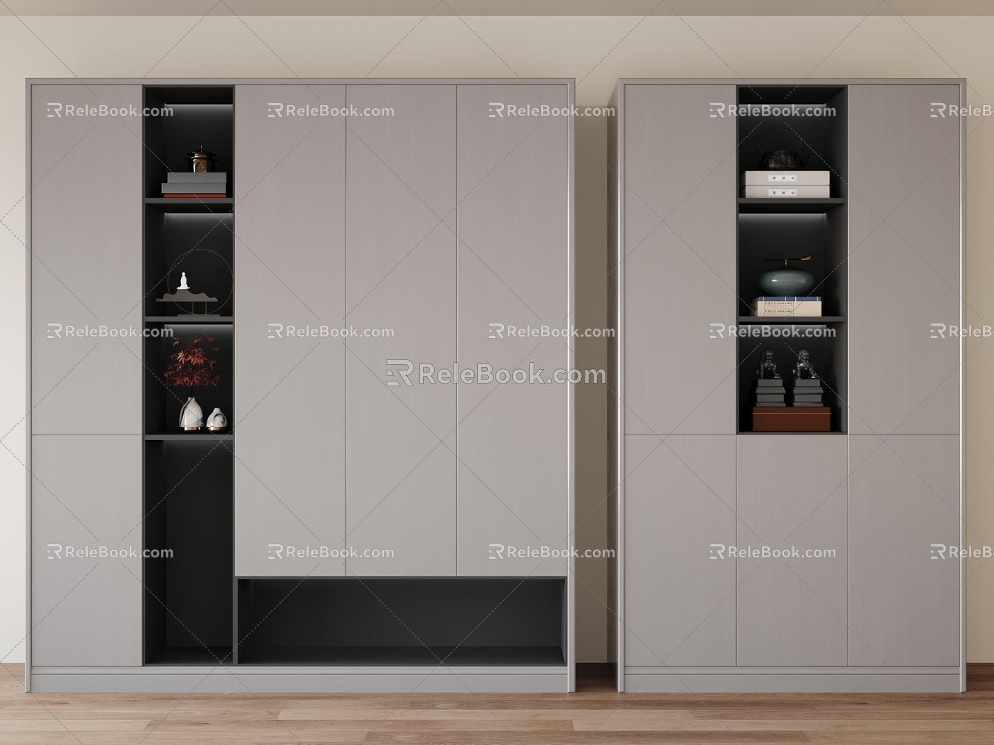 New Chinese-style Bookcase Decorative Cabinet 3d model