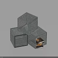 Gray Hexagonal Mesh Storage Baskets Stacked For Home Organization And Decor 3d model