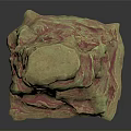 Artistic Stacked Wood And Stone Decorative Sculpture With Green Red Veined Layers