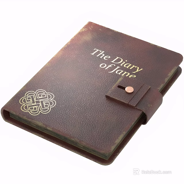 Vintage Brown Leather Notebook with Decorative Pattern and Metal Clasp for Personal Diary Use 3d model 