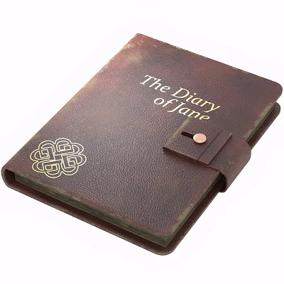 Vintage Brown Leather Notebook with Decorative Pattern and Metal Clasp for Personal Diary Use 3d model