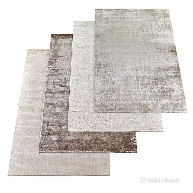 Modern Square Rugs with Textured Surface in Neutral Tones for Home Decor 3d model 