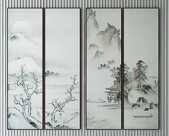 New Chinese Landscape Painting Decorative Painting 3d model