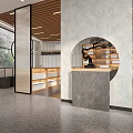 Modern Book Art Library Interior With Wooden Ceiling Arc Windows Bookshelves And Reception Desk
