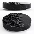 Black Marble Round Coffee Table With Smooth And Textured Surface Design 3d model