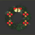 Festive Christmas Evergreen Wreath With Red Gold Ornaments Gold Bells And Red Bow