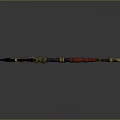 Fantasy Axe Weapon with Black Gold Decoration Red Handle and Fiery Blade 3D Render Design