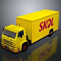Yellow Commercial Box Truck With Red SKOL Lettering On Body